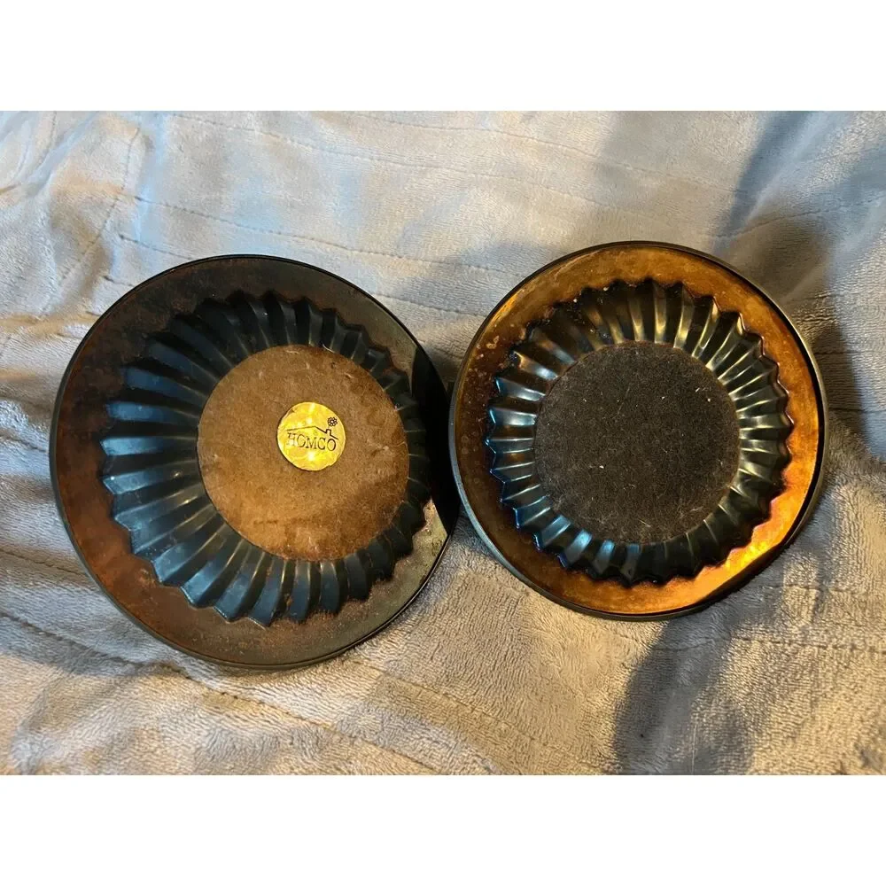 Vintage HOMCO Brass Candle Holders Pair Chamberstick Fluted Scroll Handle